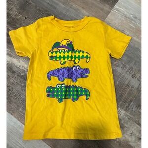 Kids Mardi Gras Alligator T Shirt Size 4T Yellow Purple Green Festive